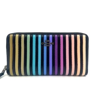 Coach Quilted Ombre Wallet in Black with Rainbow Colors - Style #56277